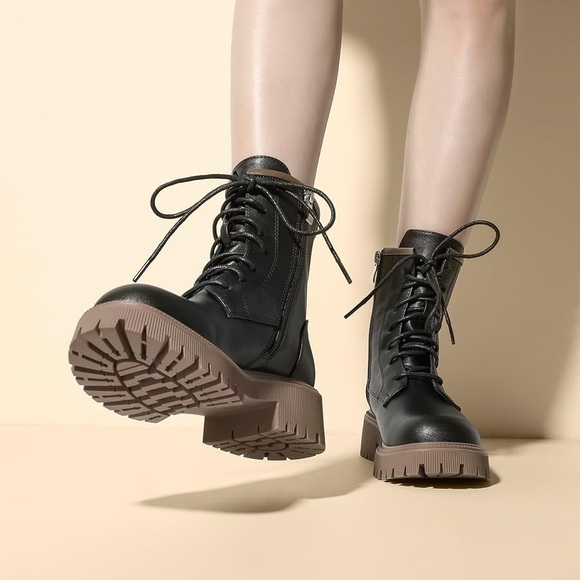 Chunky Lug Combat Boots - Picture 2 of 14